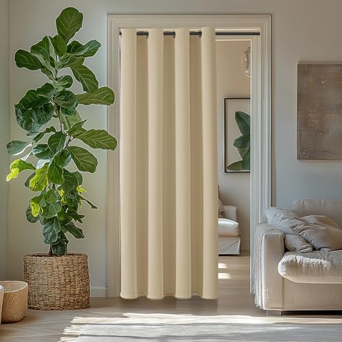 ChrisDowa Blackout Curtains Door Curtain for Doorway 80" Long Closet Drapes