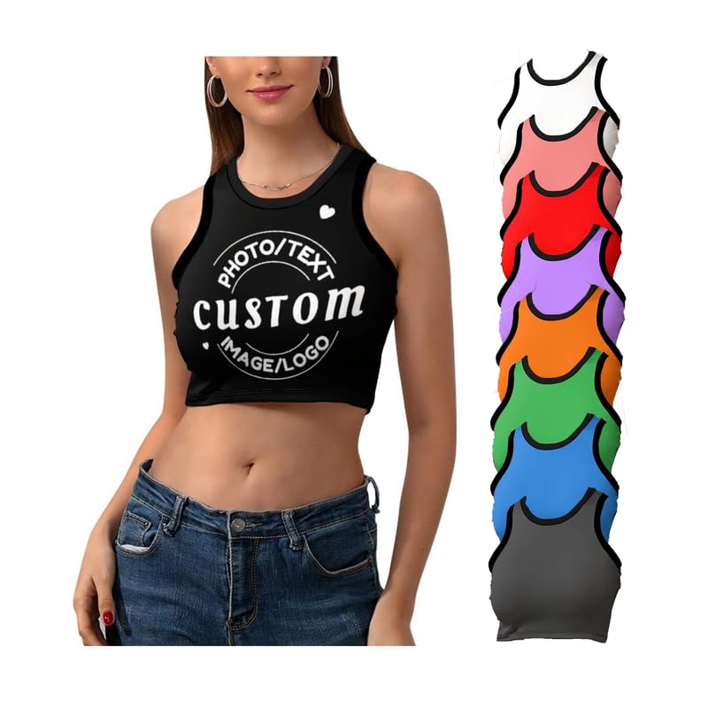 Top Corto Personalizado para Mujer Camiseta sin Mangas Personalizada Camiseta sin Mangas Añadir Texto/Foto Top Corto sin Mangas Sujetador Deportivo