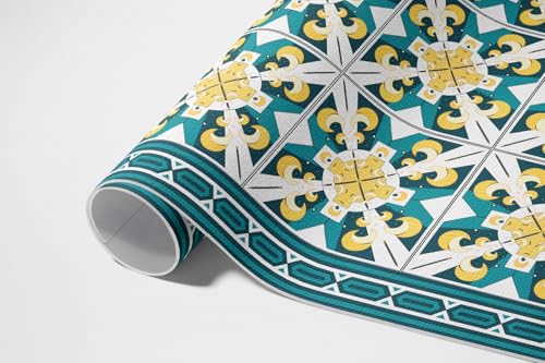 Tapis en vinyle 150x225 cm avec losanges géométriques pour décorer votre salon - 6