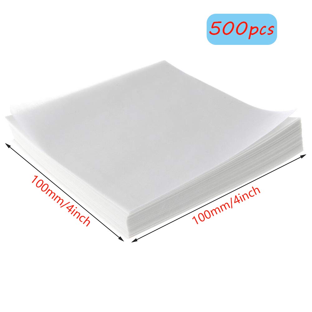 Papel de pesaje de 500 hojas, 10 x 10 cm, papel de pesaje de muestras de laboratorio, paquete de 500, antiadherente, no absorbente, alto brillo para transferencia de muestras de medición de escala
