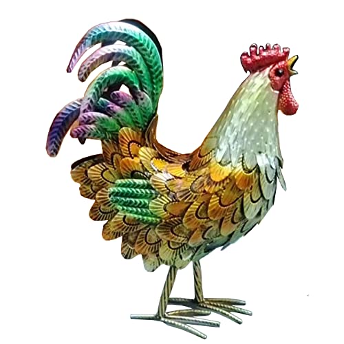 Décoration de Coq en métal, Animaux en Métal Cour Art Pelouse Décoration Personnages Extérieur, Terrasse, Arrière - Cour et Maison Cuisine Décoration...
