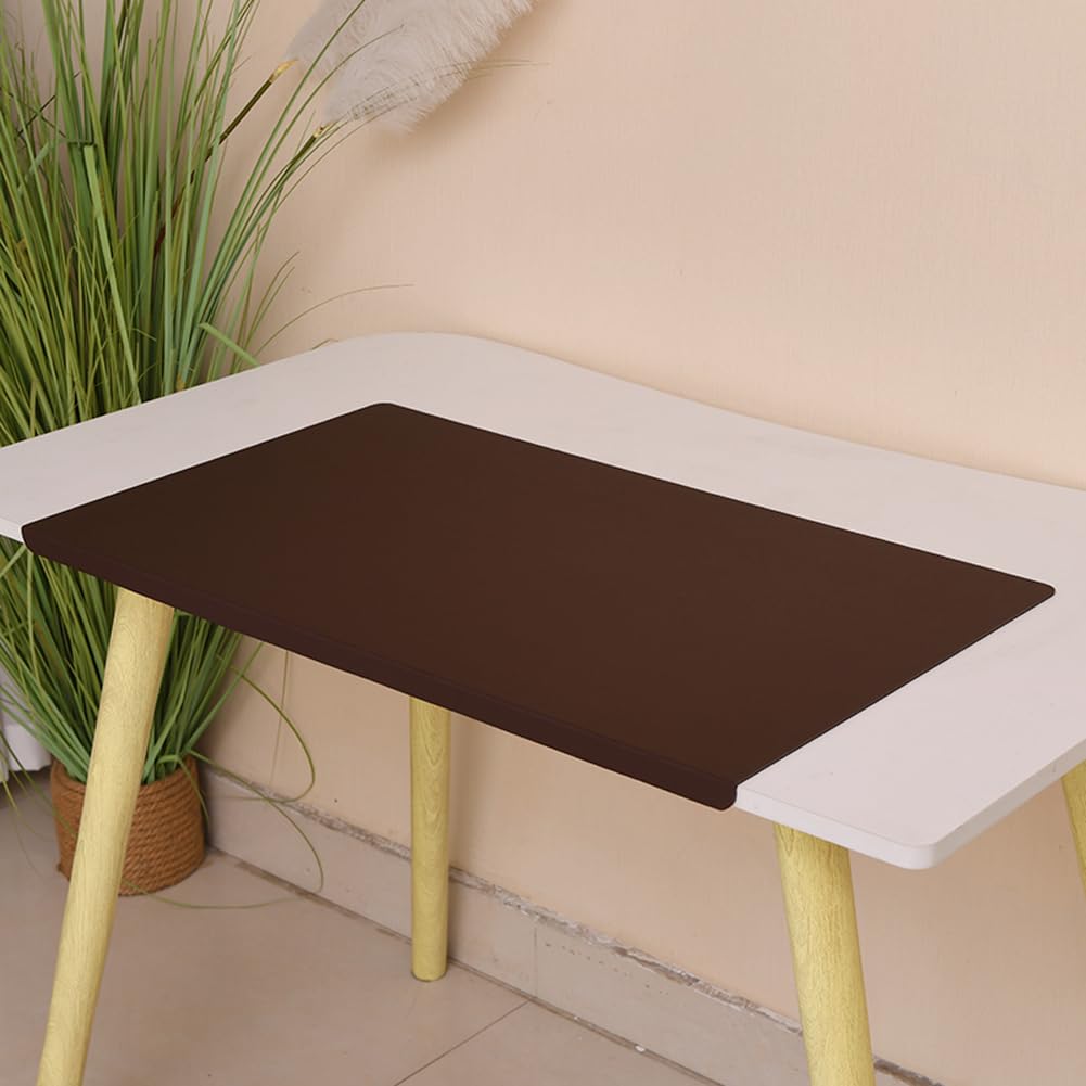 Tappetino da scrivania impermeabile in pelle ecologica in poliuretano, antiscivolo, antigraffio, per ufficio, casa, scuola (marrone, 100 x 50 cm)