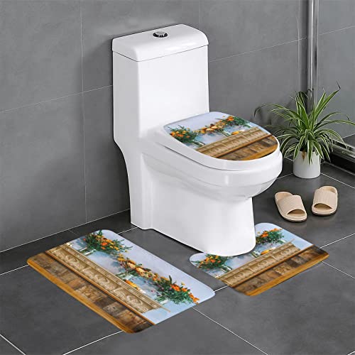 Badematten Set 3 Teilig,Toilettenmatte Set,3Er Badgarnitur Badezimmer Matte Set Dusch Bade Matte Vorleger Teppich 3D…