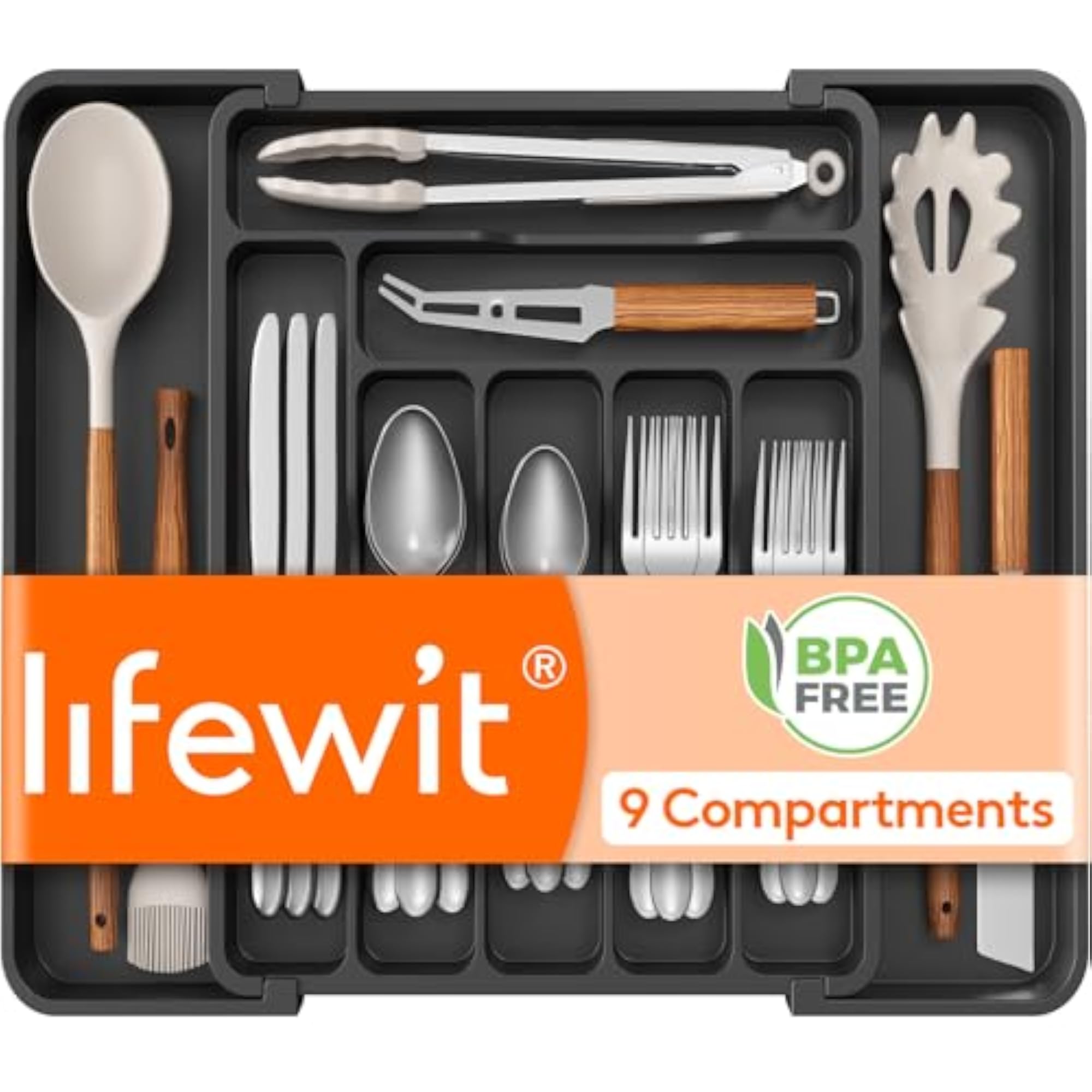 Expandable Plastic Silverware Organizer for Kitchen Drawers