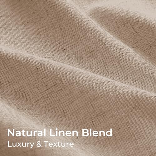 Pinch Pleated Blackout Curtains 108 Inches Long, Linen Blend, 100% Blackout Drapes with 20 Hooks, Ideal for Bedroom and Living Room, 40" W x 108" L (Pack of 2), Tawny Brown