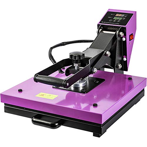 sopbost Heat Press Machine 15 x 15 inch Digital Sublimation Transfer Machine Clamshell Creative Pattern DIY Heat Transfer Machine for T-Shirt Canvas Bags Pillows, Bright Purple