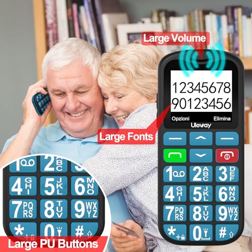 CHAKEYAKE Big Button Mobile Phone for Elderly, SIM Free Unlocked Senior Mobile Phones with SOS Emergency Button,Easy to Use Pay as You Go Phone, Speed Dial, FM Radio(Blue) - Image 3
