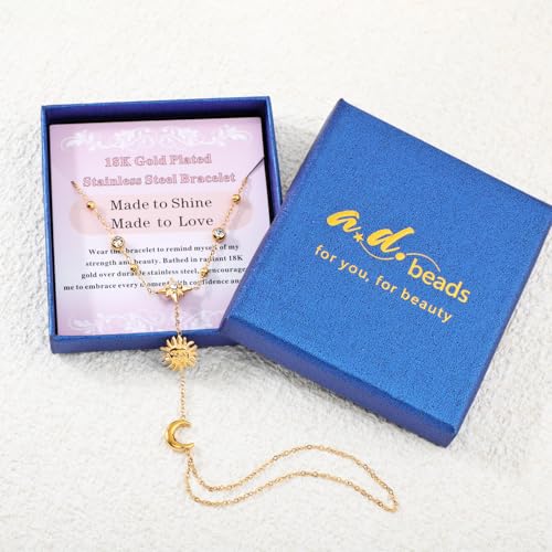 Image of 18K Gold Plated Stainless Steel Dainty Charms Colorful Crystal Birthstone Bracelet Minimalist Cute Jewelry for Women