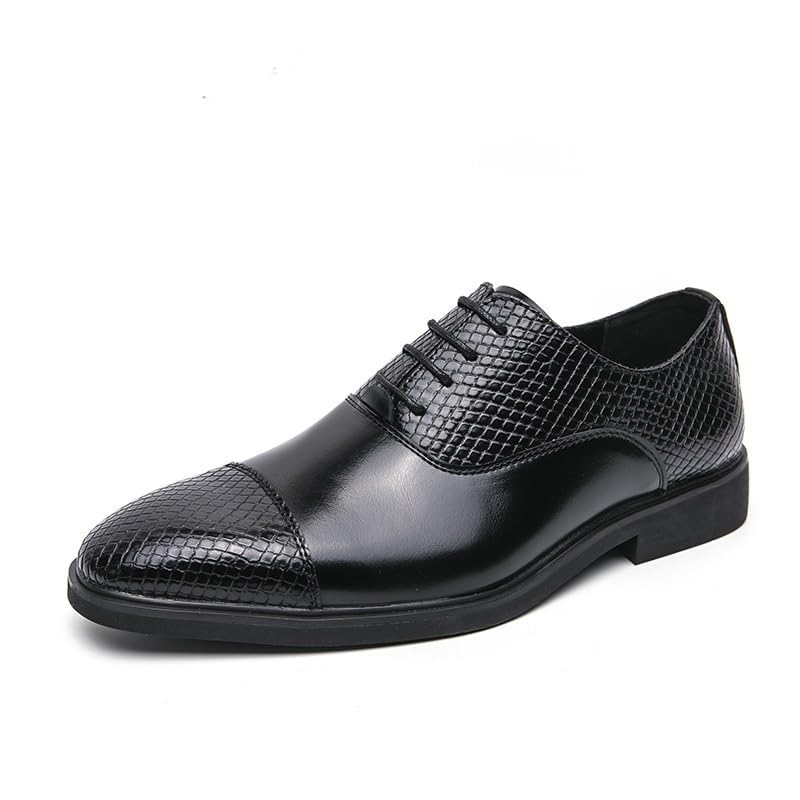 Men's Classic Leather Dress Shoes Comfortable Fashion Business Pointed Toe Non-Slip Softsole Lace-up Oxford Shoes