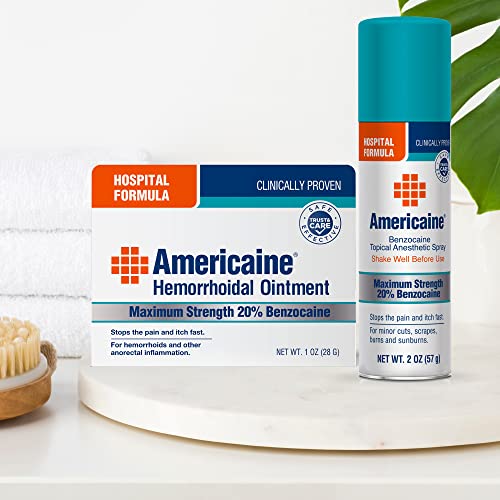 Americaine Hospital Formula, Maximum Strength Benzocaine Topical Anesthetic Spray, For Minor Cuts, Scrapes, Burns & Sunburn, 2 Oz Can #TOP3