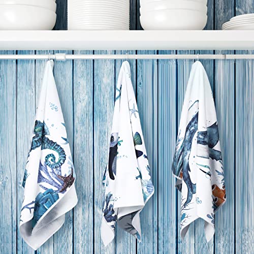 6 Pcs Beach Kitchen Towels Ocean Animal Bathroom Dish Towel Set Nautical Themed Hand Towels Summer Sea Soft Tea Towel Absorbent Dish Cloths For Kitchen Decorative Home, 15.7 X 23.6 Inch (Cute Style) #TOP1