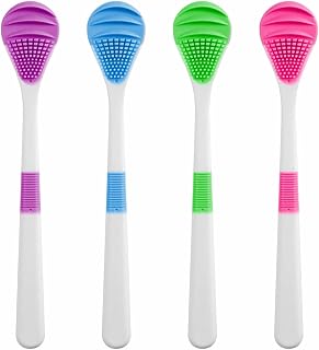 Fan Shape Silicone Tongue Cleaner, Pack of 4 | Soft Reusable Tongue Scraper with Ergonomic Handle | Flexible Cleaning Tool for Daily Use