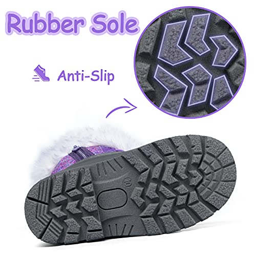 K KomForme Boys & Girls Snow Boots Insulated Fur Lined Warm Anti-Slip Waterproof Winter Boot (Toddler/Little Kid/Big Kid)4