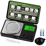 Alaoo Digitale Milligrammwaage, 0,001g/50g Feinwaage mit Pinzette, hohe Präzision, Mini Taschenwaage, Digitalwaage Goldwaage Münzwaage, Präzisionswaage mit Kalkgewicht für Pulver Schmuck Medizin,A