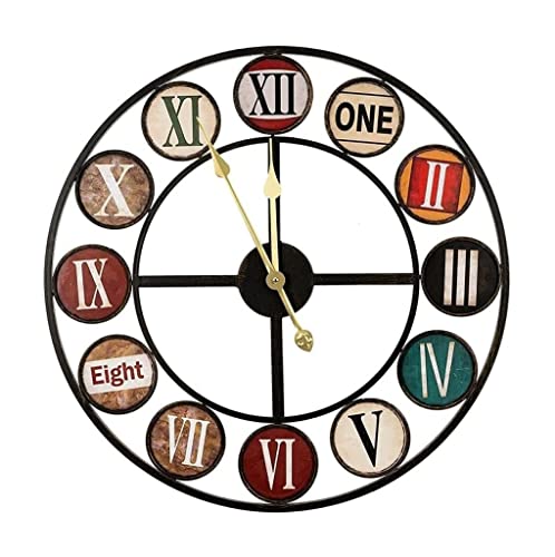 Reloj de pared para decoración de sala de estar, reloj de pared vintage industrial silencioso con números para el hogar, oficina, restaurante, hotel, cafetería, dormitorio, decoración (tamaño: 60 x 60