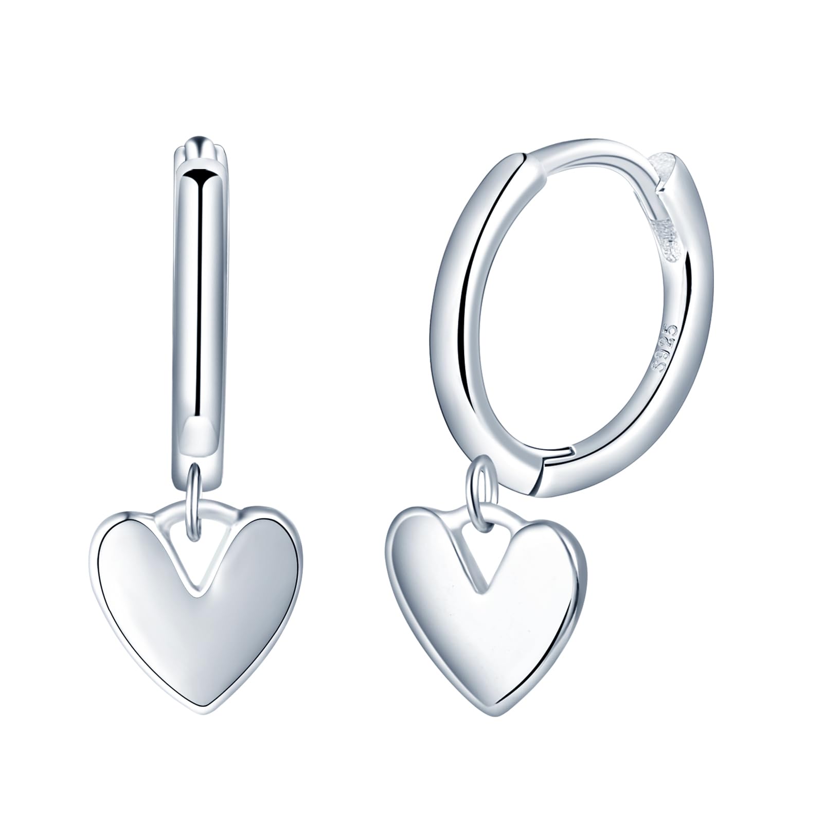 MicVivien Plata de Ley 925 Pendientes de Aro con Cruz/Corazón/Estrella/Luna para Mujer Niña Chica, Aretes Criollas Aros de Plata con Colgante Hipoalergénico