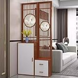 Separador de ambientes, Zapatero, Estructura de Madera Maciza y separadores multifuncionales con Compartimentos de Almacenamiento. Pantallas Decorativas(C,200 * 90cm)