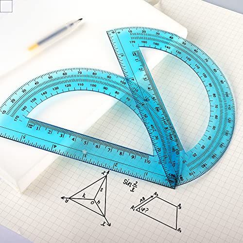 ZZTX 3 Pack Plastic Protractor 6 Inches Math Protractors 180 Degrees for School Office Supplies, Clear/Blue/Pink