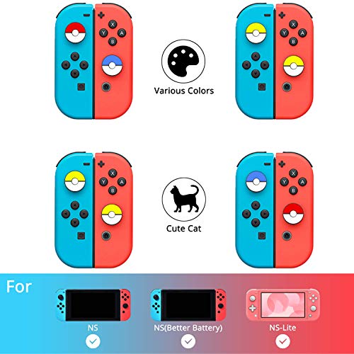 Ferkurn Switch Thumb Grip Caps for NS Joycon & Switch Lite, Switch Joystick Caps Analog Grips Button Caps Joy con Grip Cover Controller Skin Thumbstick Grips, Yellow Red Blue Switch Caps