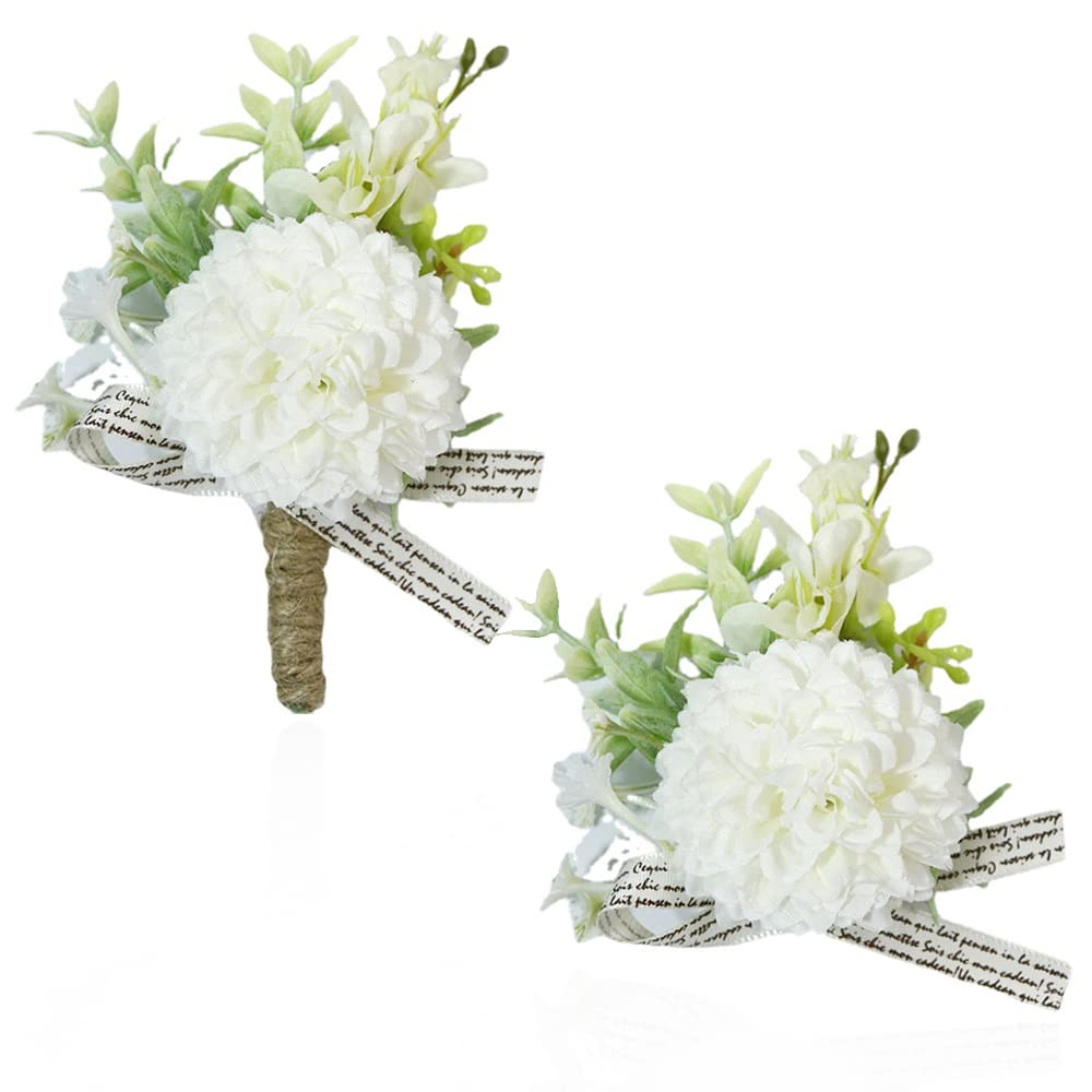 Weyying 2 Piezas Boda Boutonniere y Flor De Muñeca Boda, Novio Ramillete, Ramillete para Novia Decorac, Dama de Honor Boda Flor, Artificial Flor Broche, para Bodas, Bailes, Banquetes, Decoraciones