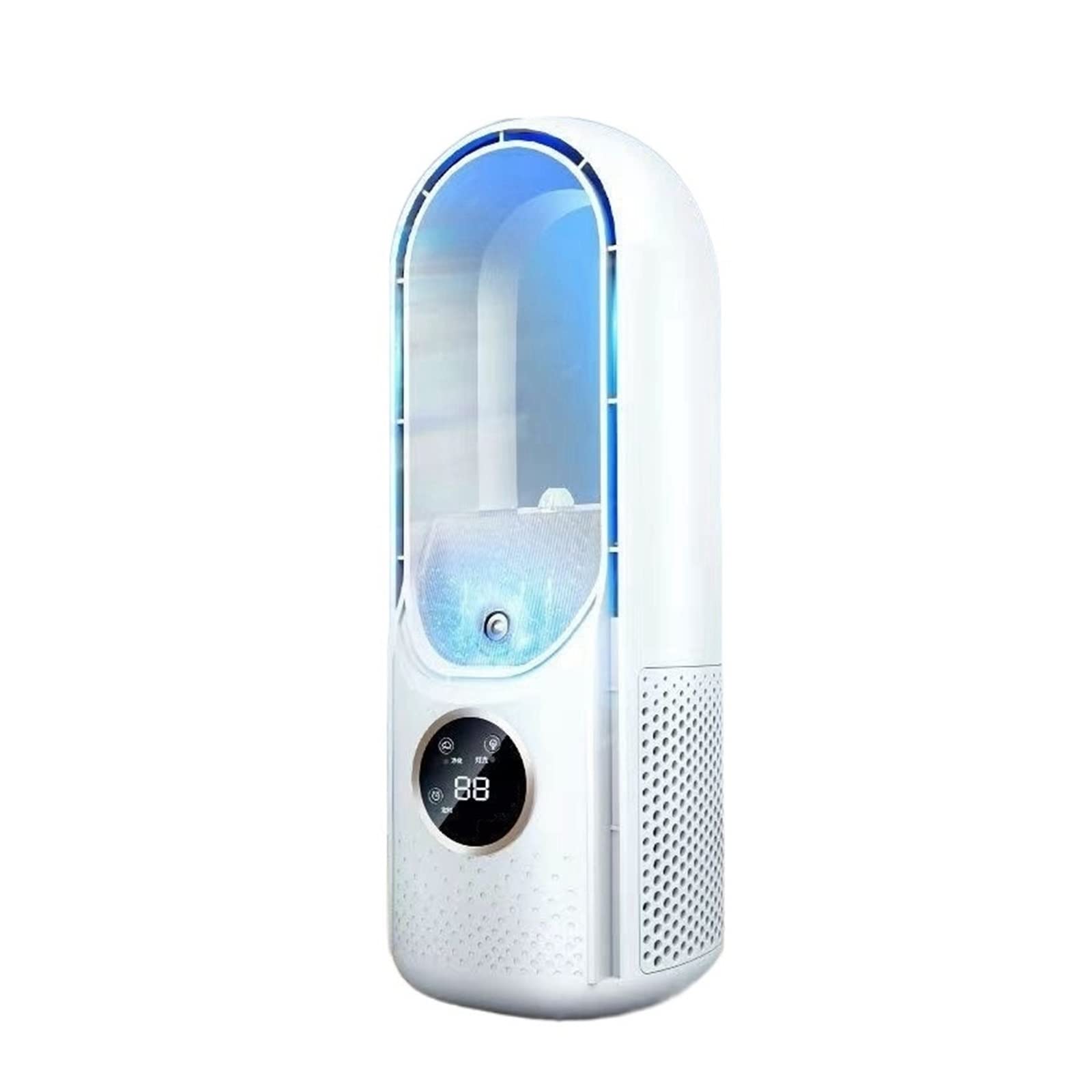 BCJMKDX Floor Fans, Portable Air Cooler Leafless Electric Fan 6 Speed Silent Timer Air Conditioner Cooling Fan Humidifier Conditioning Fan(White)
