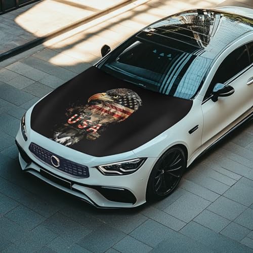 Image of USA Eagle Car Hood Cover Stretchable Polyester,Engine Cover,Elastic Fabrics Can be Washed,Car Bonnet All-Season Protection