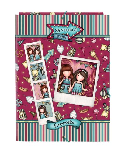 Santoro - Carpeta Cartón Folio Gomas Solapas Gorjuss Granate En Oferta Carpeta Folio 3 Solapas Gorjuss™ Fairground &Quot;Fireworks&Quot;