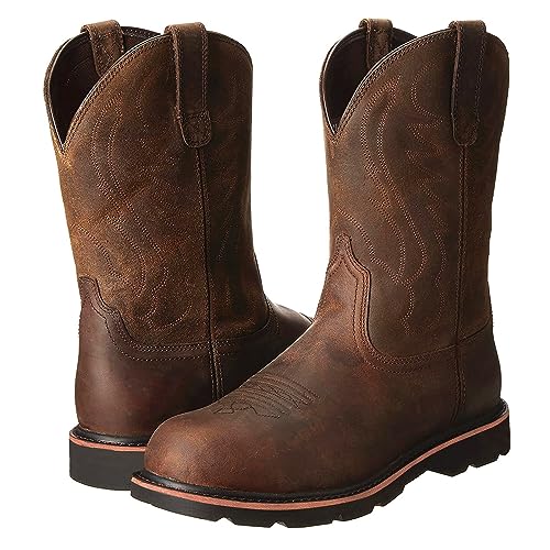 Mens Cowboy Boots Square Toe Embroidered Wide Calf Boots Slip On Brown Leathe Western Mens Winter Boots2