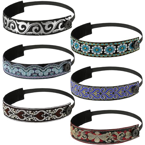 Pack de 6 diademas boho con botón y elástico ajustable de tela para mujer
