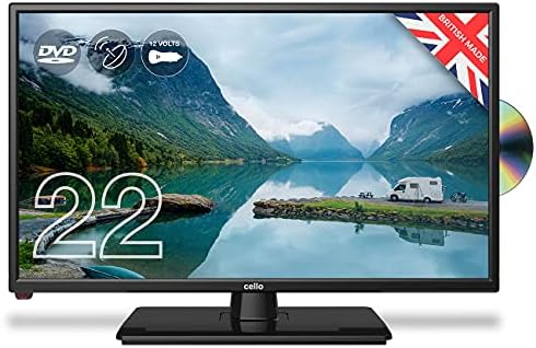 Cello ZRTMF0222 12 volt and mains 22 inch Traveller Caravan TV Freeview HD DVD Full HD 1080P Built in Satellite Made in the UK
