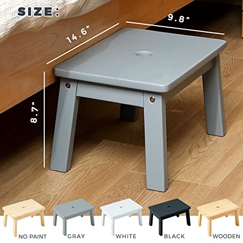 Houchics Wooden Step Stool For Kids,Solid Birch For Kitchen Bedroom Living Room Bathroom Toilet Nursery Toddlers Potty Training Stool With Non-Slip Pads And 220Lb Load Capacity (Gray) #TOP4