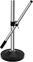 Vista 1 de 5 Core Soporte de micrófono ajustable escritorio Boom Soportes de micrófono Base redonda Pedestal portátil para Microfono w Universal Mike Holder