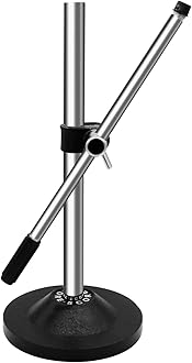 5 Core Mic Stand Adjustable Desk Boom Microphone Stands Round Base Portable Foldable Table Pedestal Para Microfono w Universal Mike Holder For Studio Podcast Podium - MS RBS CH IN