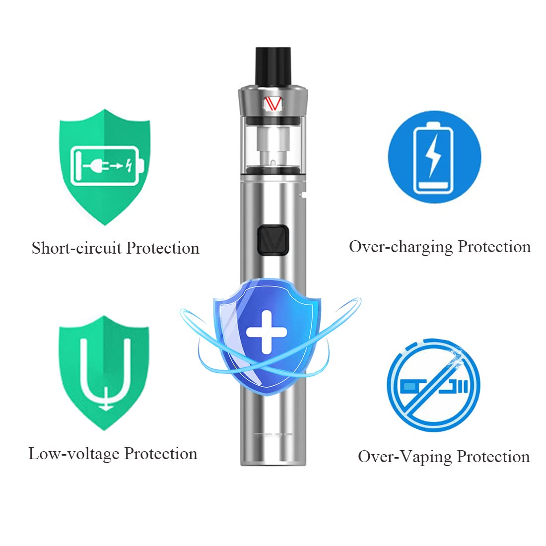 VAPTIO TYRO Kit 1500mAh Box Mod LED lumires Atomiseur de 2,0 ml et bobines  Cosmo vaporisateur de cigarette lectronique sans liquide et sans nicotine  : Amazon.fr: High-Tech