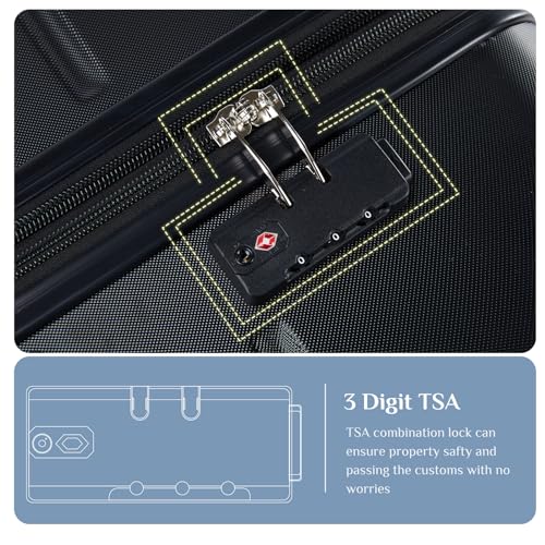 Image of OLIXIS 24 Inch Luggage, Hardside Suitcase with Spinner Wheels, Lightweight ABS Hard Shell Checked Luggage, TSA Approved Lock, Expandable Medium Suitcase for Travel & Business-Black
