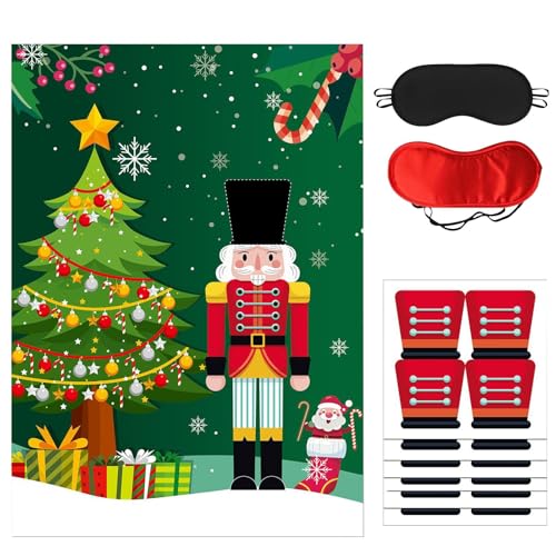 Christmas Party Games - Pin the Hat Interactive Toy | Holiday Celebration Activity with Nutcracker Poster Reusable Hats & Festiv