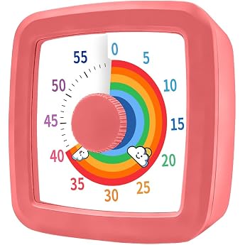 Visual Timer Kids/Adults 60 Minutes Rainbow Countdown Timer Time Management Tool Desk with Large Screen Time Management Tool for Kitchen School Office