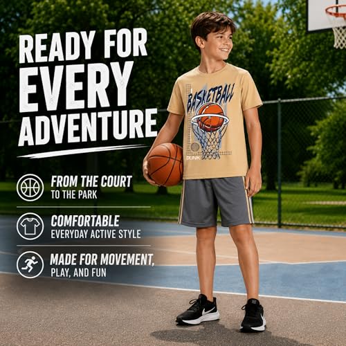 Image of Pro Athlete Active Boys Short Sets - 3 Piece Performance Short Sleeve T-Shirt and Dry Fit Shorts - Boys Athletic Sets (8-16)