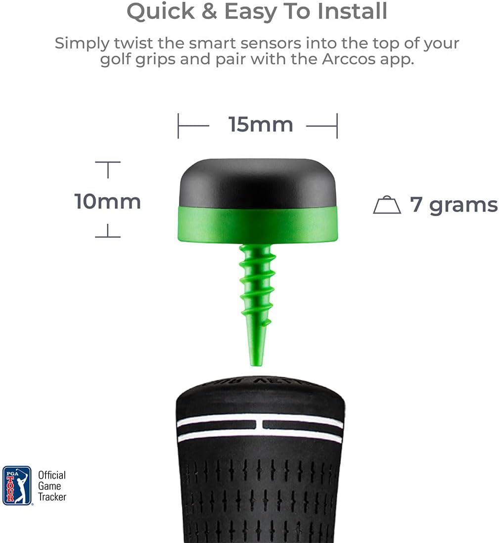 Arccos Gen 4 Golf Smart Sensors Gift Box Bundle - Set of 16 Smart Sensors, A.I. Powered, Smart Club Distances, Strokes Gained with PlayBetter 5000mAh Portable Charger, Wall Adapter & Hard Case