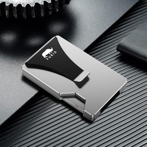 Image of furid Minimalist Card Wallet for Men Slim: Rfid Metal Wallet with Money Clip Credit Card Holder - Gift for Man Husband at Brithday Stocking Stuffers