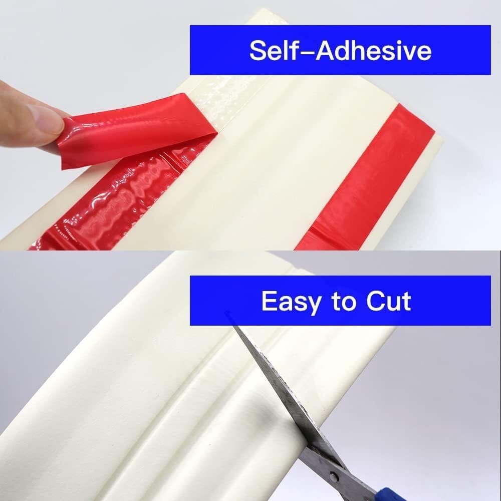 PVC Quadrant Trim,Corner Edging Strip, Flexible Baseboard Molding, 5 Inch X 32.8 Feet Self-Adhesive Vinyl Base Cove, Peel and Stick Rubber(White,5inx32.8ft)