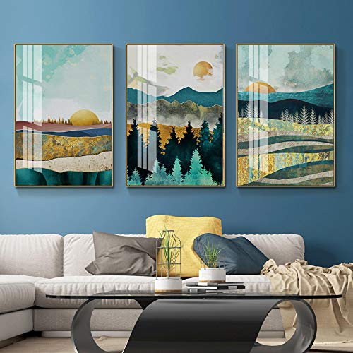 Affiche Forêt Montagne triptyque moderne 3 pièces 60x90cm sans cadre pour salon