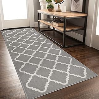 Homcomoda Geometric Runner Rug 2.1'x6' Non Slip Washable Rug Runner for Hallway Non
