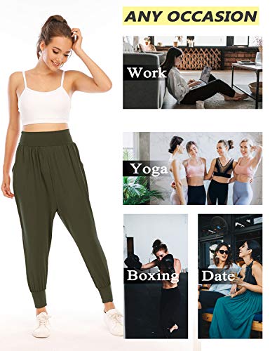 Koscacy Calça de moletom feminina para ioga para treino, calça esportiva, confortável, solta, calça