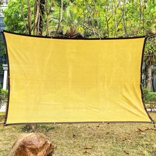 Jsasezr 90% Garden Shade Cloth for Plants,Mesh Netting with Grommets,Sun Shades for Outdoor Patio,6.5'X6.5' Yellow Net Shading for Patio Lawn Flowers Outdoor Pergola