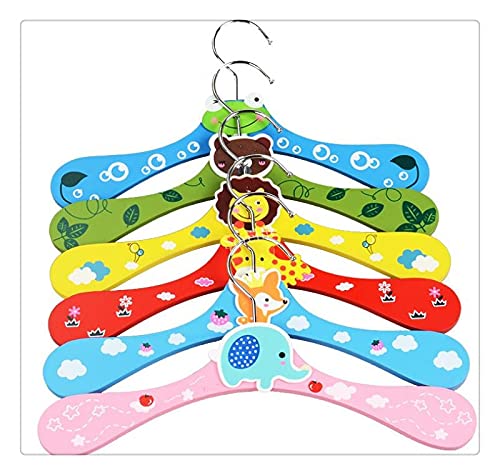 12 perchas de madera de animales de dibujos animados para niños, perchas de ropa de bebé en 6 estilos divertidos, duraderas y adorables para armario infantil al por mayor