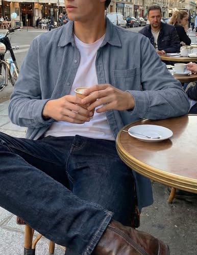 Image of ZAFUL Men's Shacket Aztec Print Shirt Jacket Flannel Button Up Turndown Collar Overshirt Chest Pocket Button Flap Thick Shirt