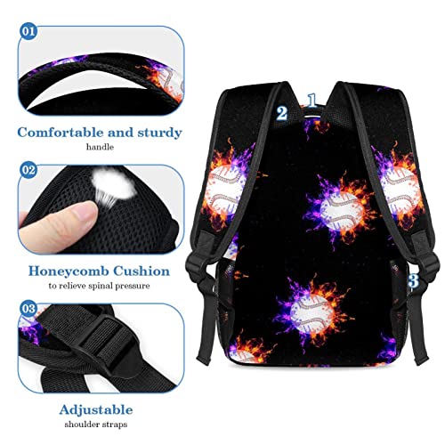Sac à dos de baseball avec trousse ensemble scolaire multicolore ado - 4