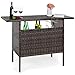 Best Choice Products Outdoor Patio Wicker Bar Counter Table Backyard Furniture w/ 2 Steel Shelves and 2 Sets of Rails, Brown