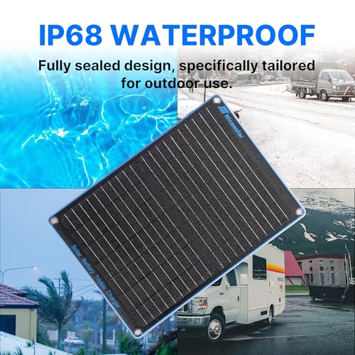 Image of Nicesolar 20W 12V Solar Panel Car Battery Trickle Charger & Maintainer with Cigarette Lighter Plug & Alligator Clip & Battery Cable for Car Automotive Motorcycle Boat Marine Snowmobile Watercraft RV